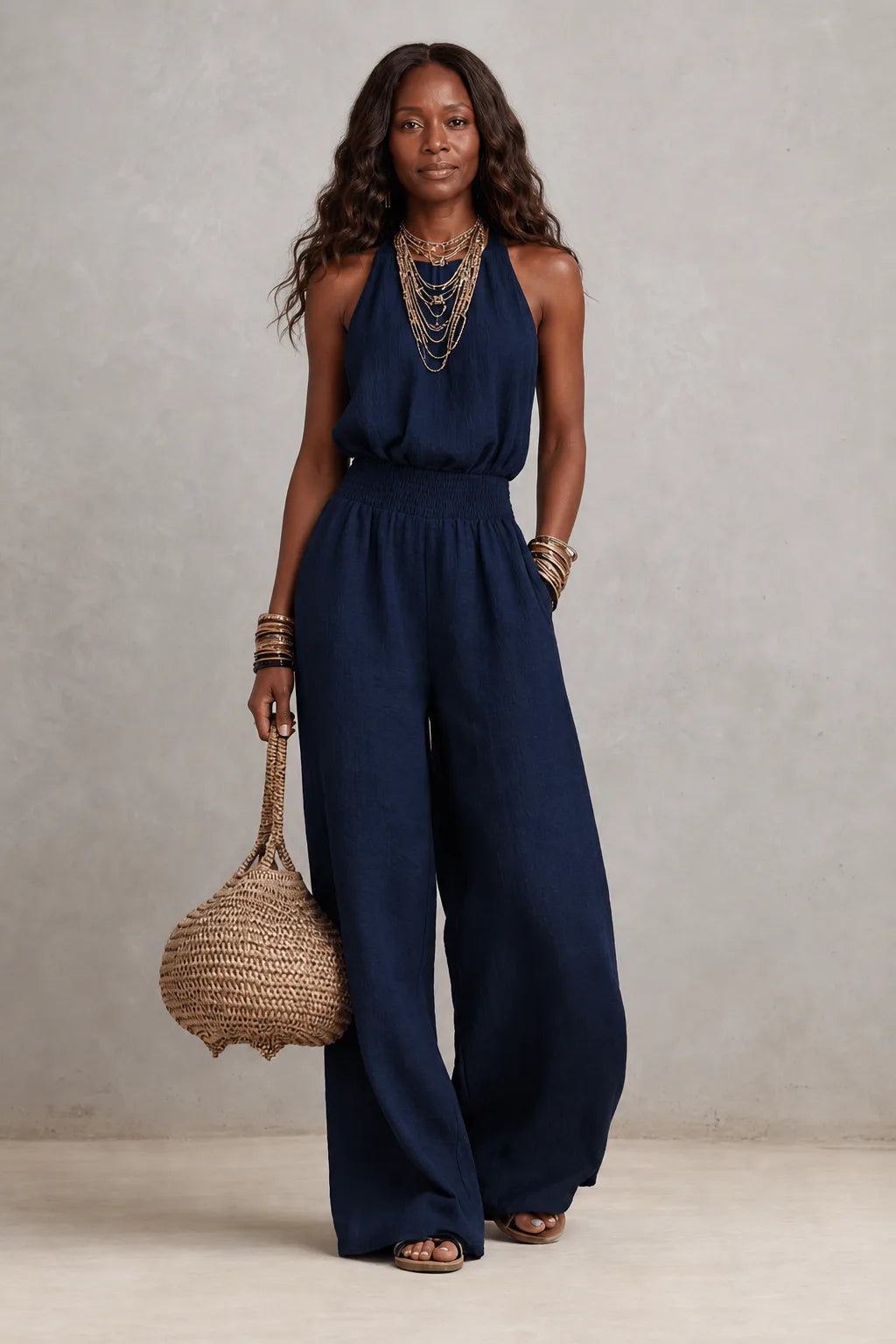 Camille | Effortless Halter Wide-Leg Jumpsuit