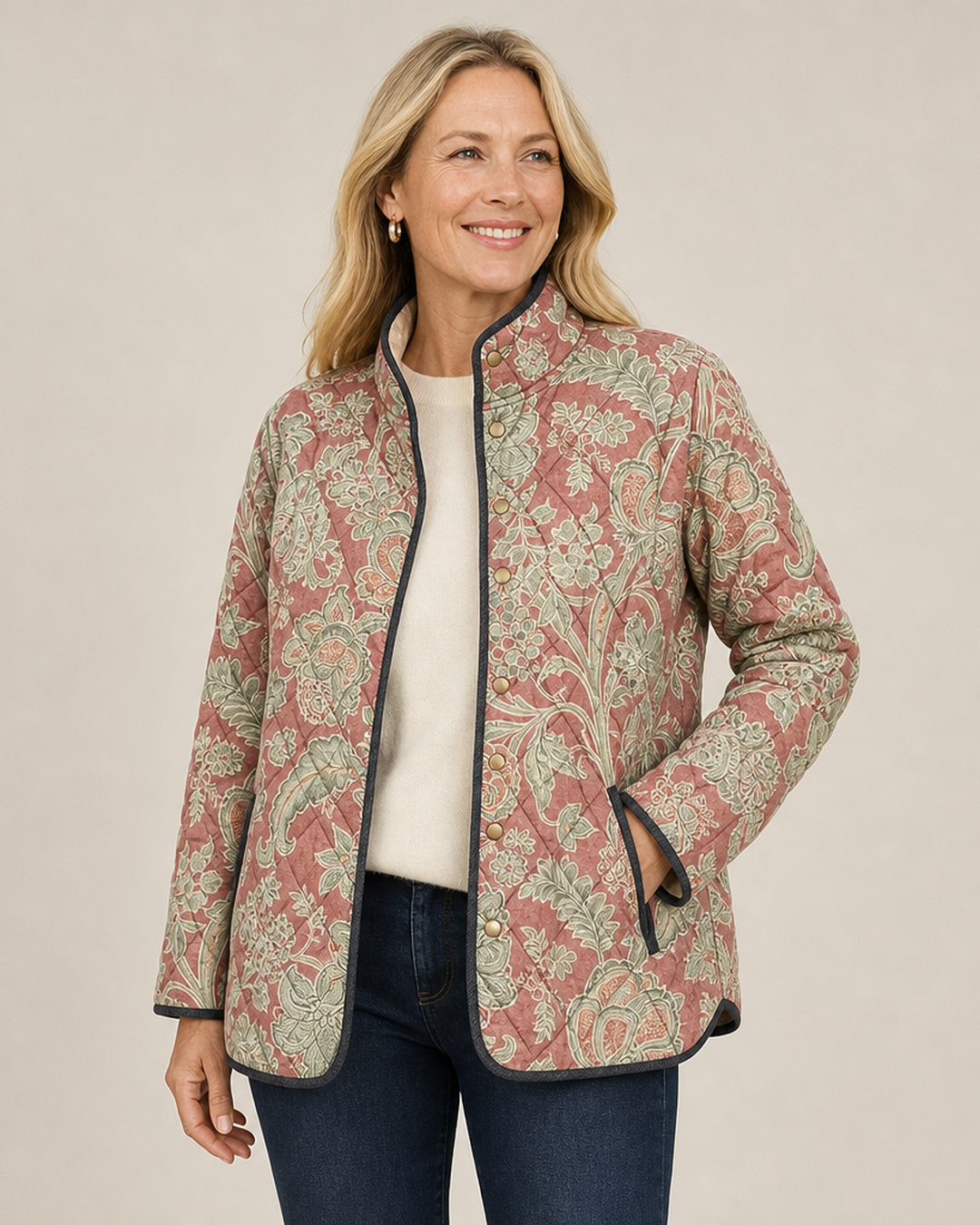 Naya | Vintage Floral Casual Quilted Jacket