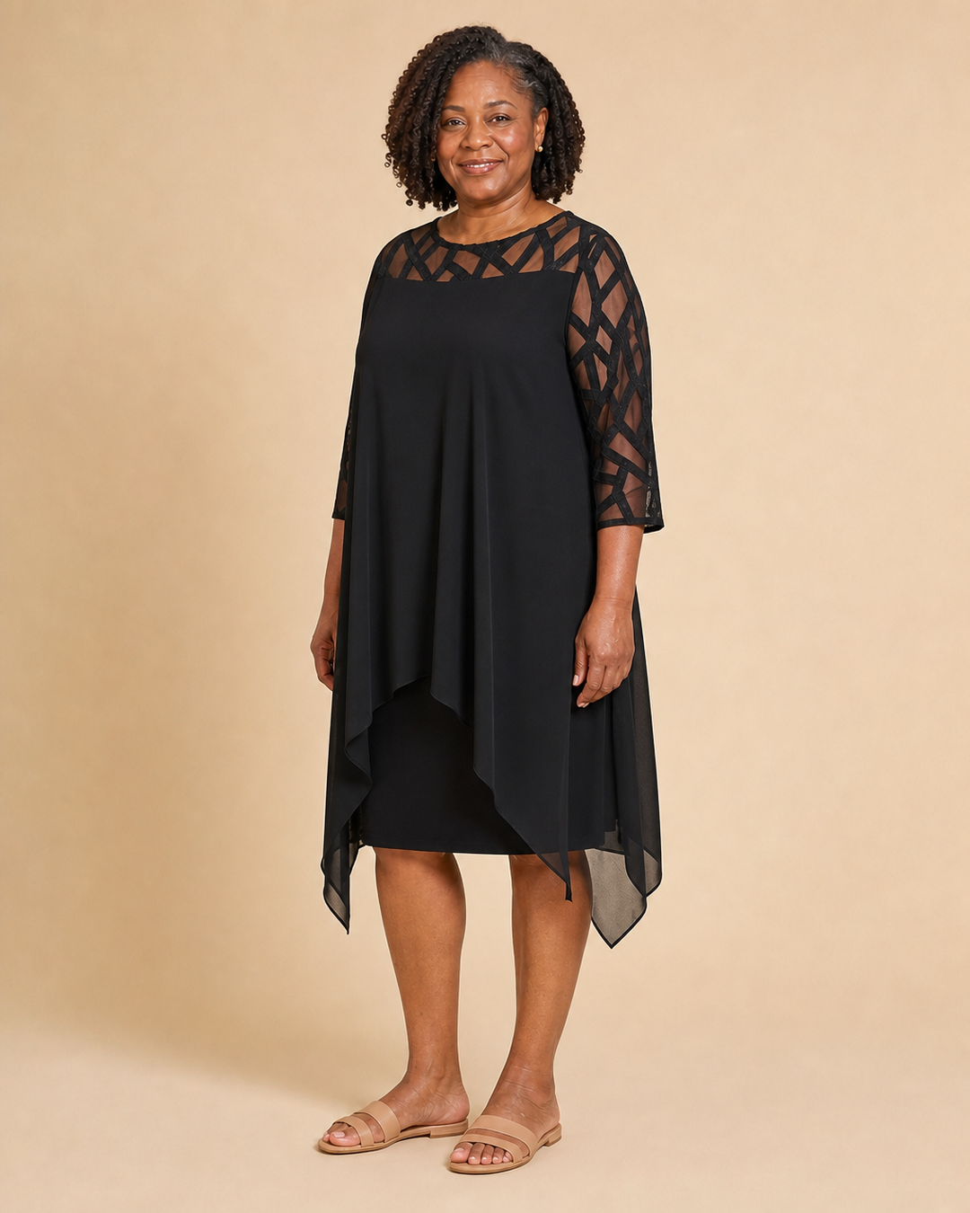 Melisande | Draped Illusion-Yoke Dress