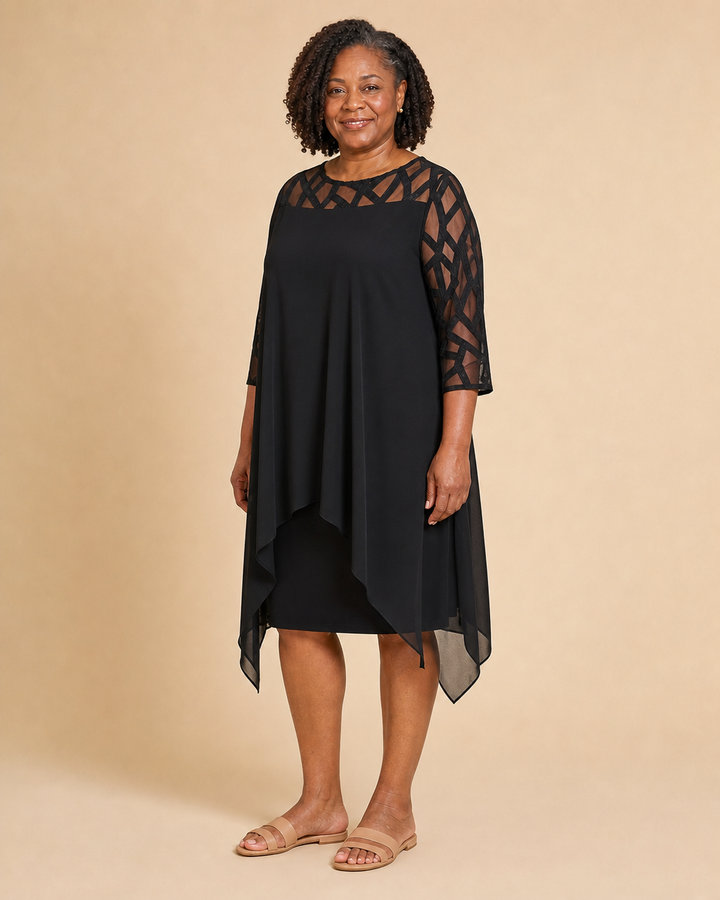 Melisande | Draped Illusion-Yoke Dress