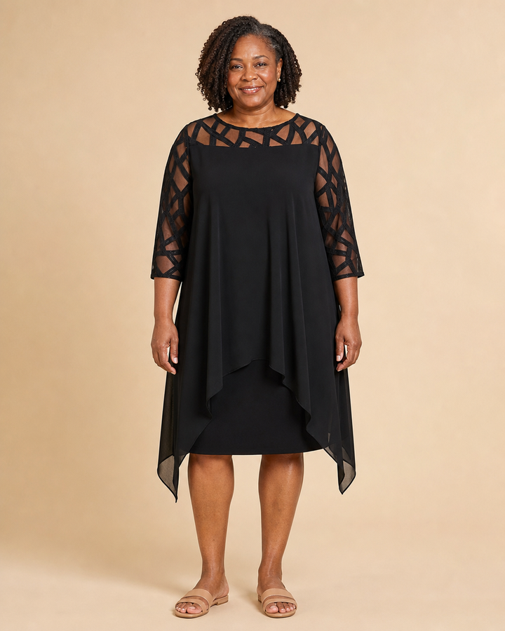 Melisande | Draped Illusion-Yoke Dress