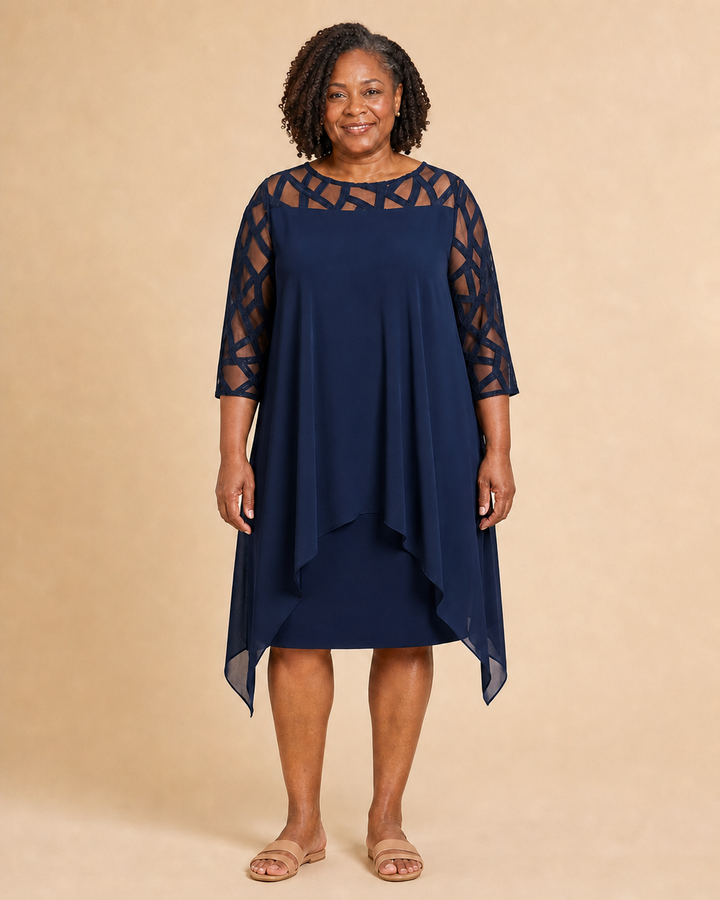 Melisande | Draped Illusion-Yoke Dress