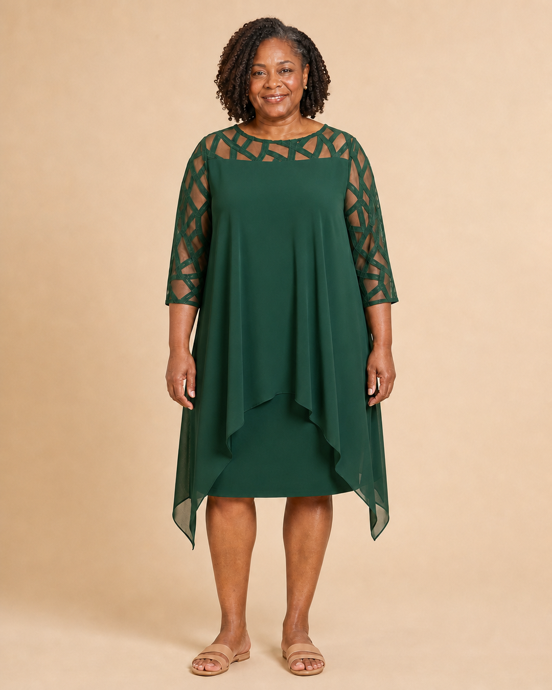 Melisande | Draped Illusion-Yoke Dress