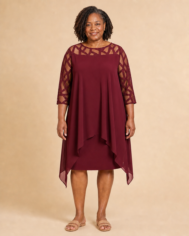 Melisande | Draped Illusion-Yoke Dress