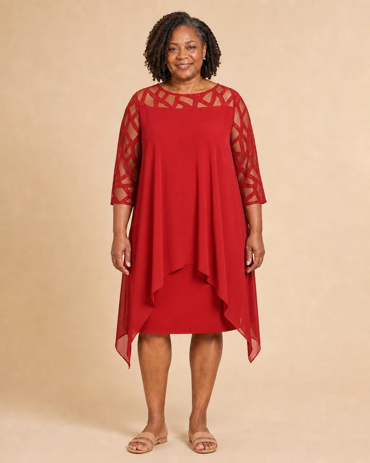 Melisande | Draped Illusion-Yoke Dress