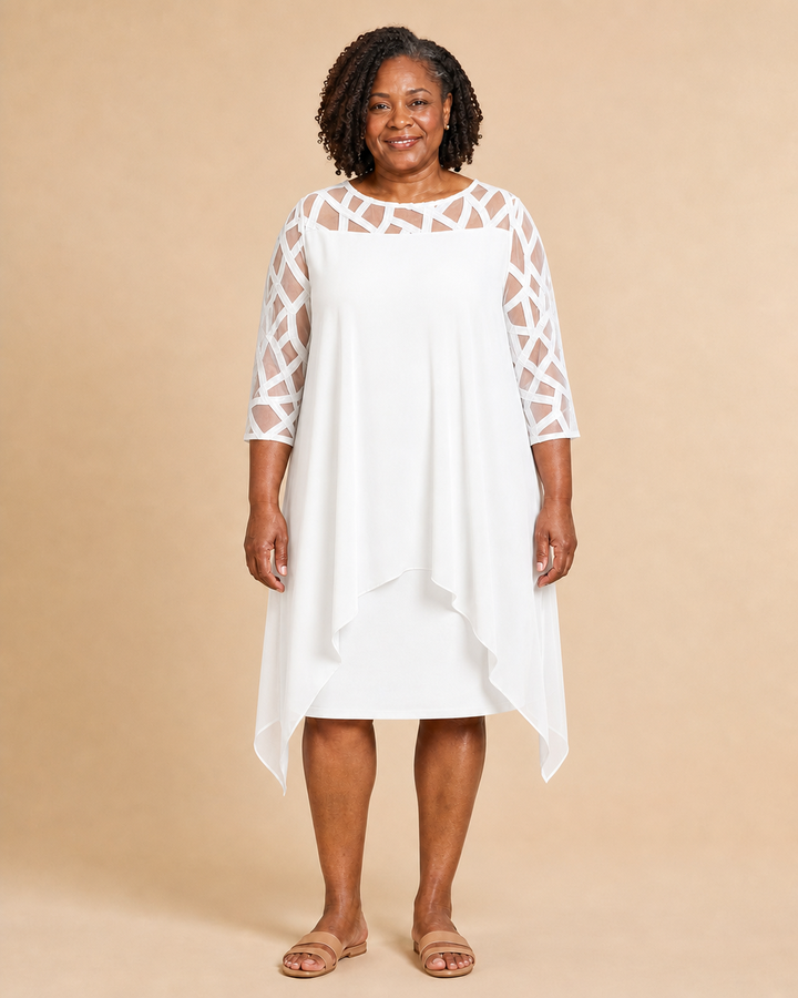 Melisande | Draped Illusion-Yoke Dress