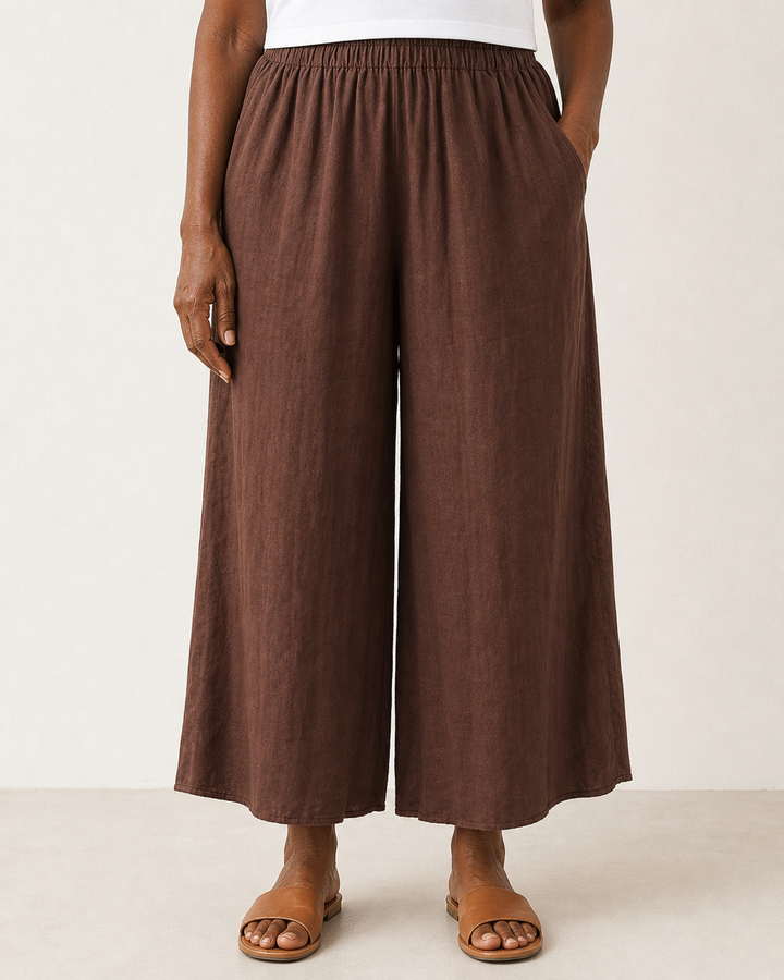 Nicole | Elegant Relaxed Highwaisted Pants — Brown