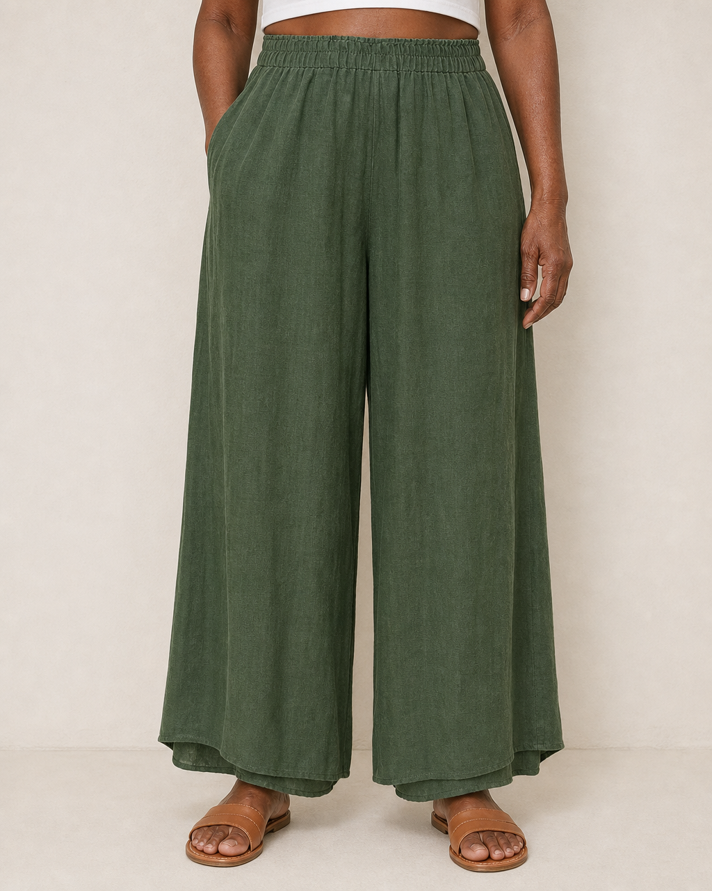 Nicole | Elegant Relaxed Highwaisted Pants — Green