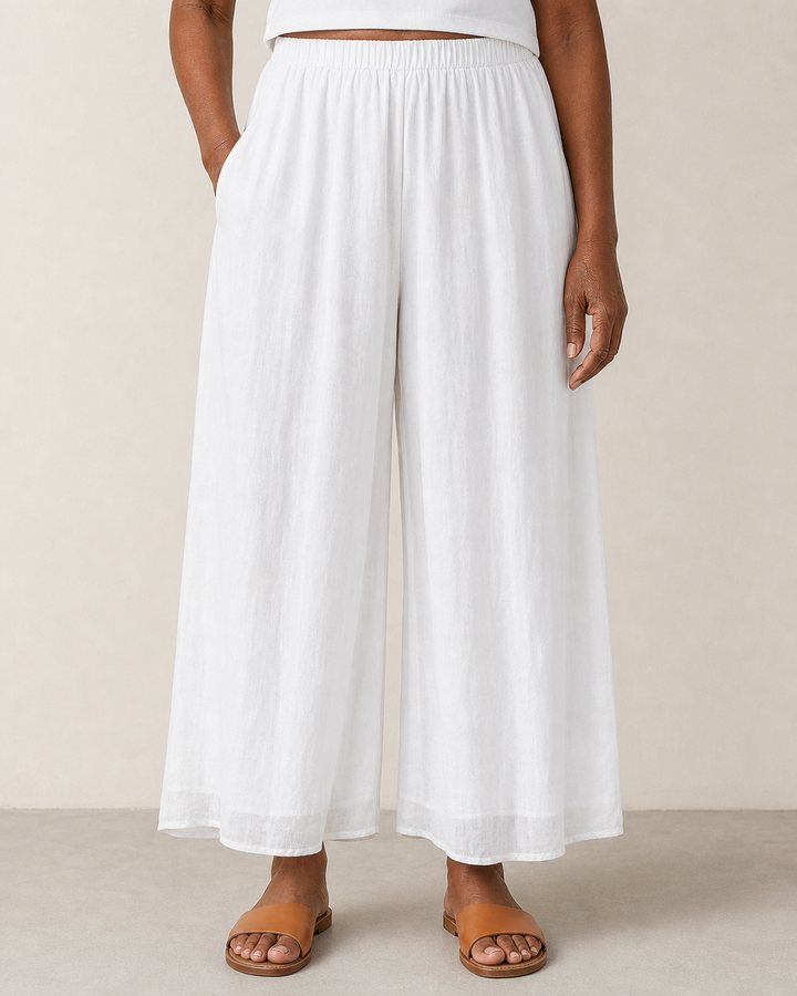 Nicole | Elegant Relaxed Highwaisted Pants — White