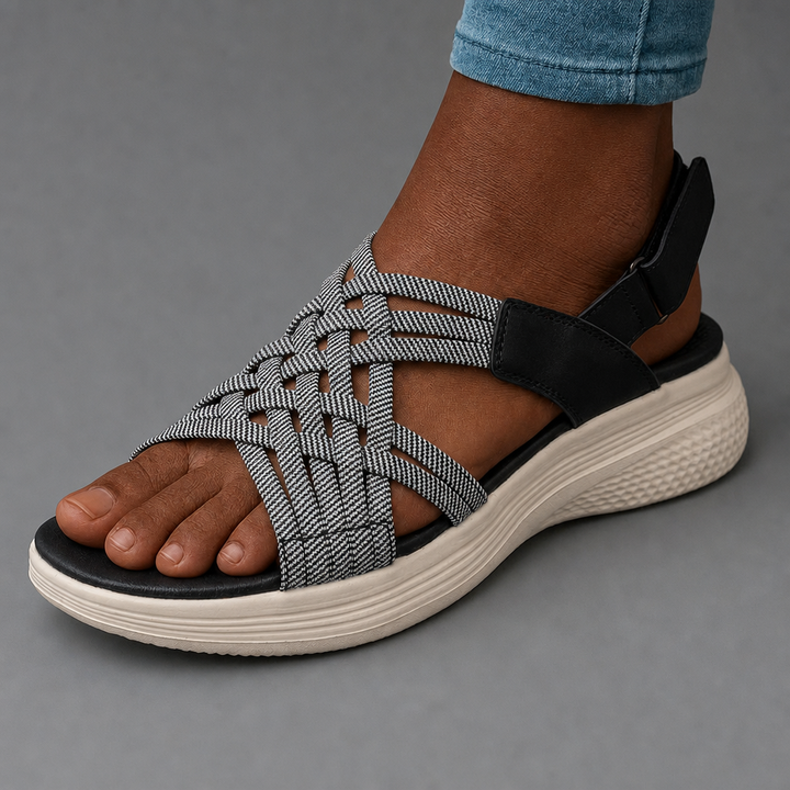 Norah | Woven Comfort Sandals — Black