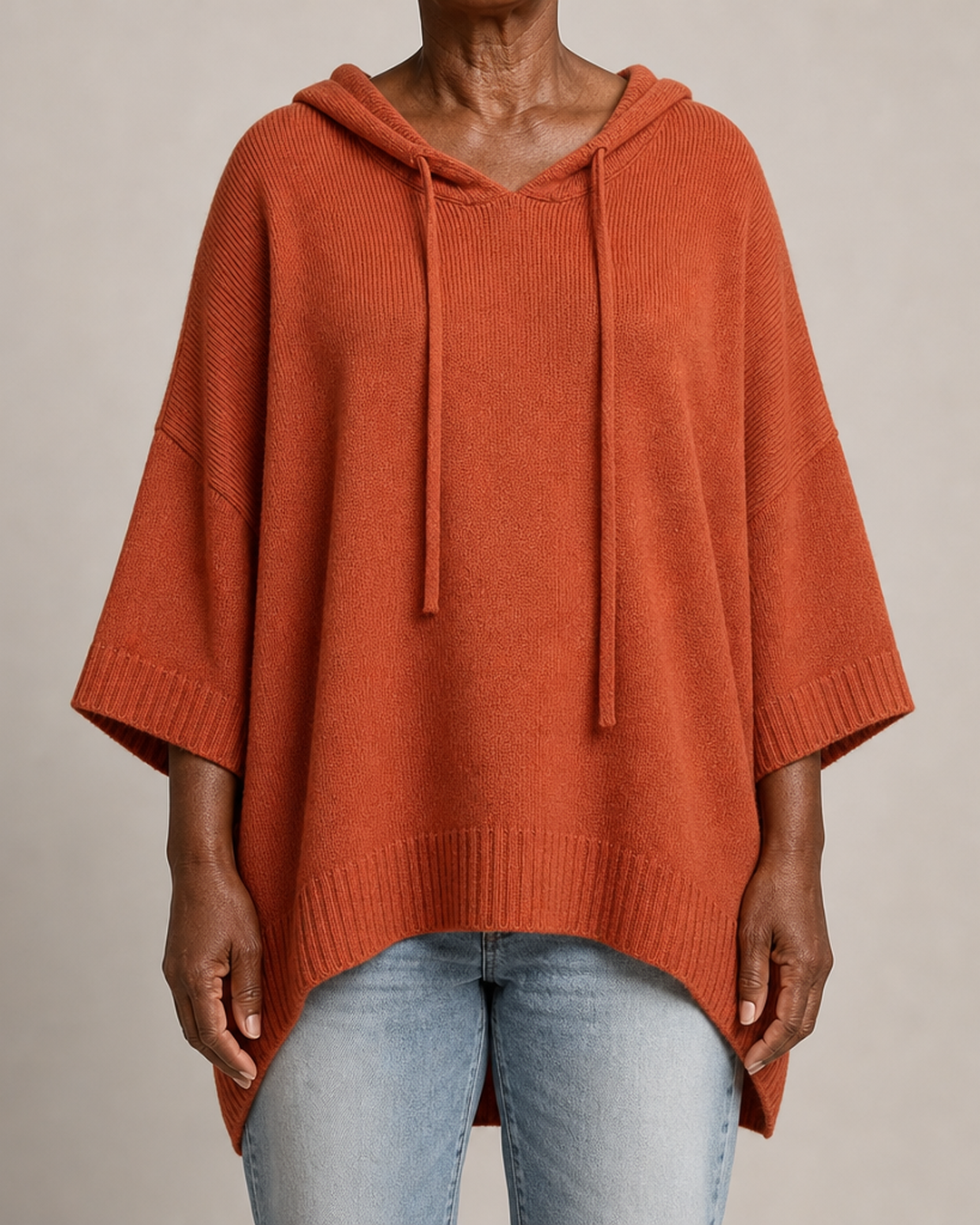 Oceane | Terracotta Poncho Sweater