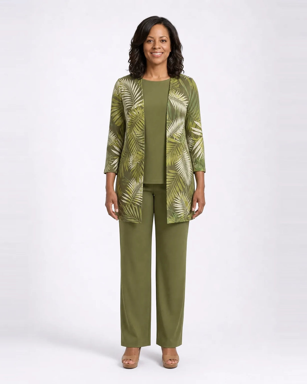 Jenilyn | Classic Elegance Three-Piece Set — Olive Green