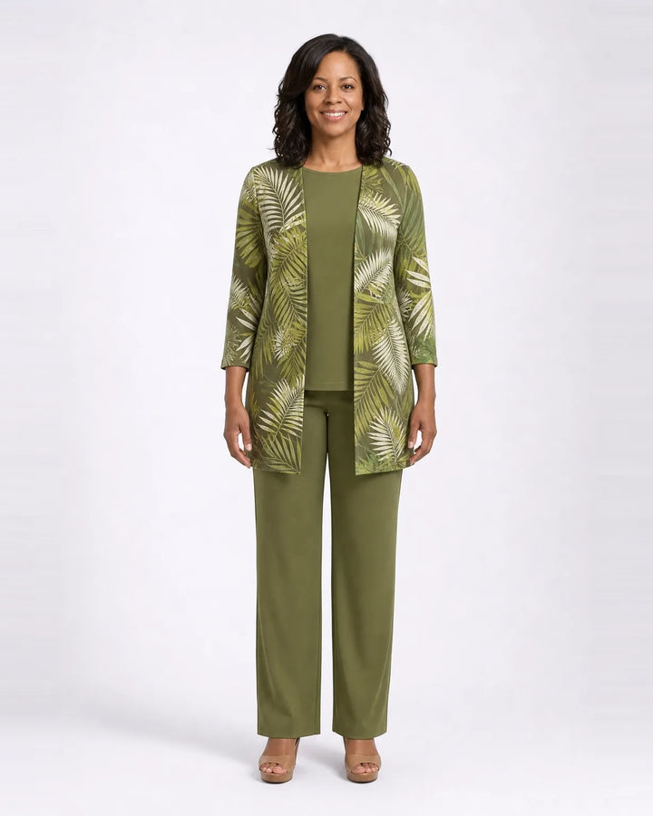 Jenilyn | Classic Elegance Three-Piece Set — Olive Green