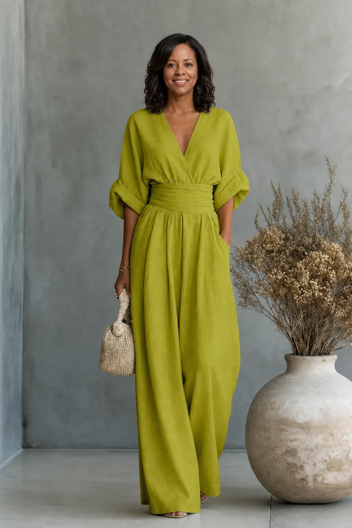 Maevra | V-Neck Wide-Leg Jumpsuit