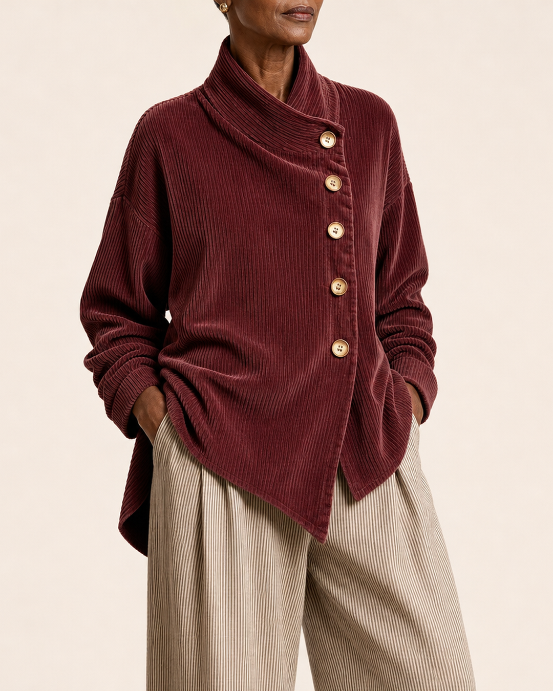 Vonda | Corduroy Button-Up Blouse