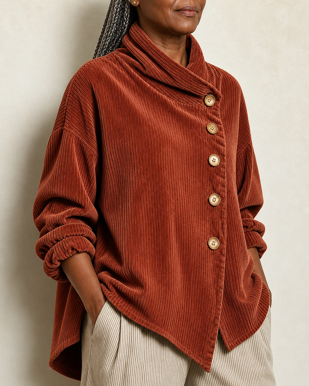 Alana | Corduroy Button-Up Blouse