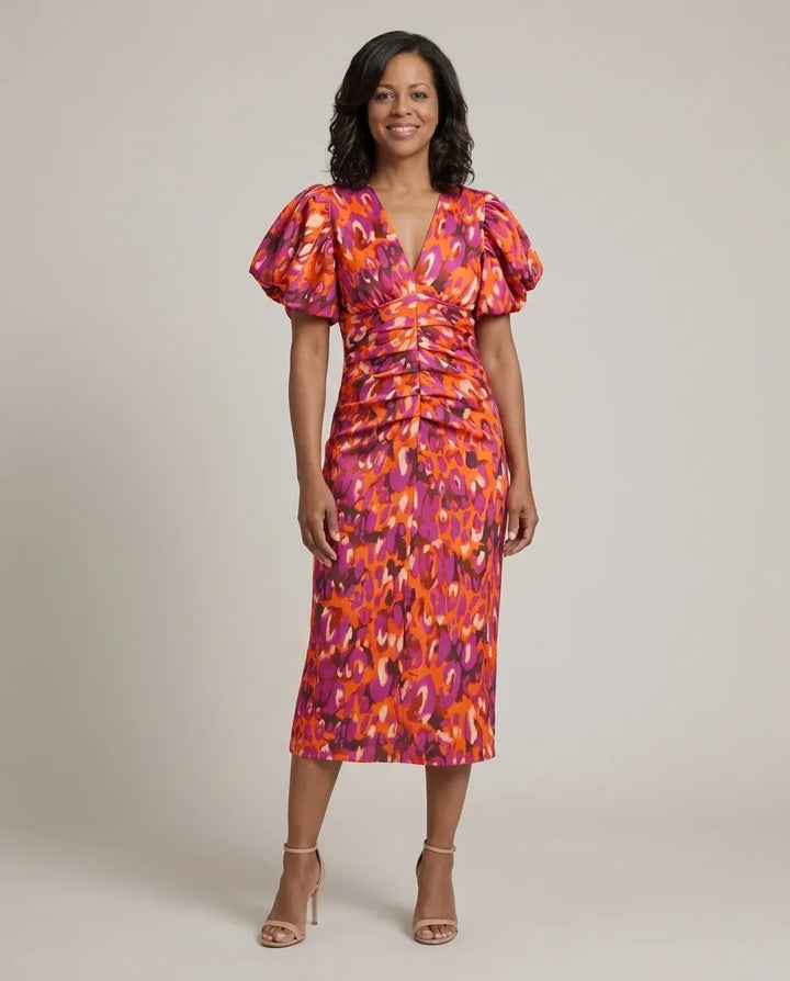 Lydia | Vivid Pleated Midi Dress