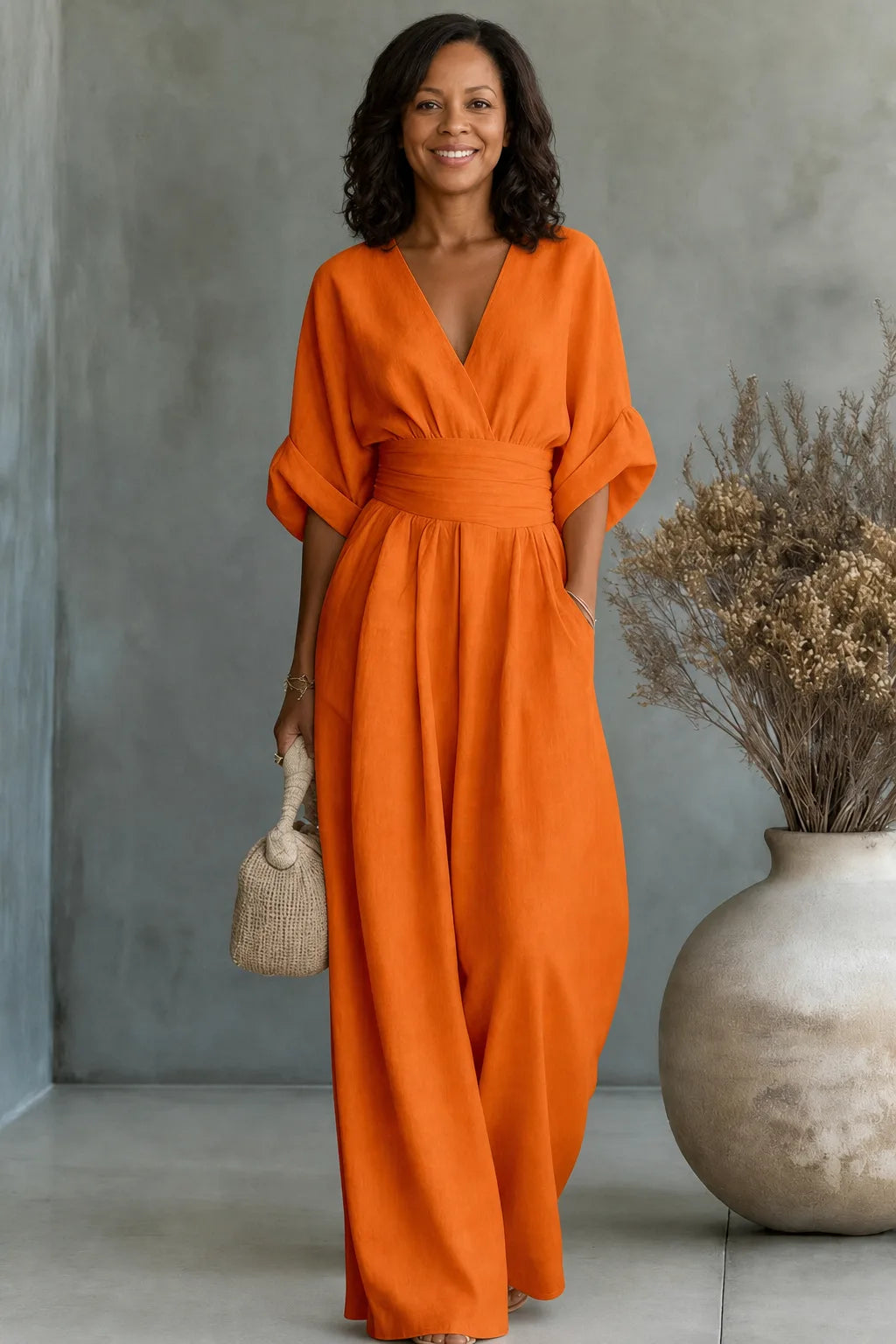 Maevra | V-Neck Wide-Leg Jumpsuit