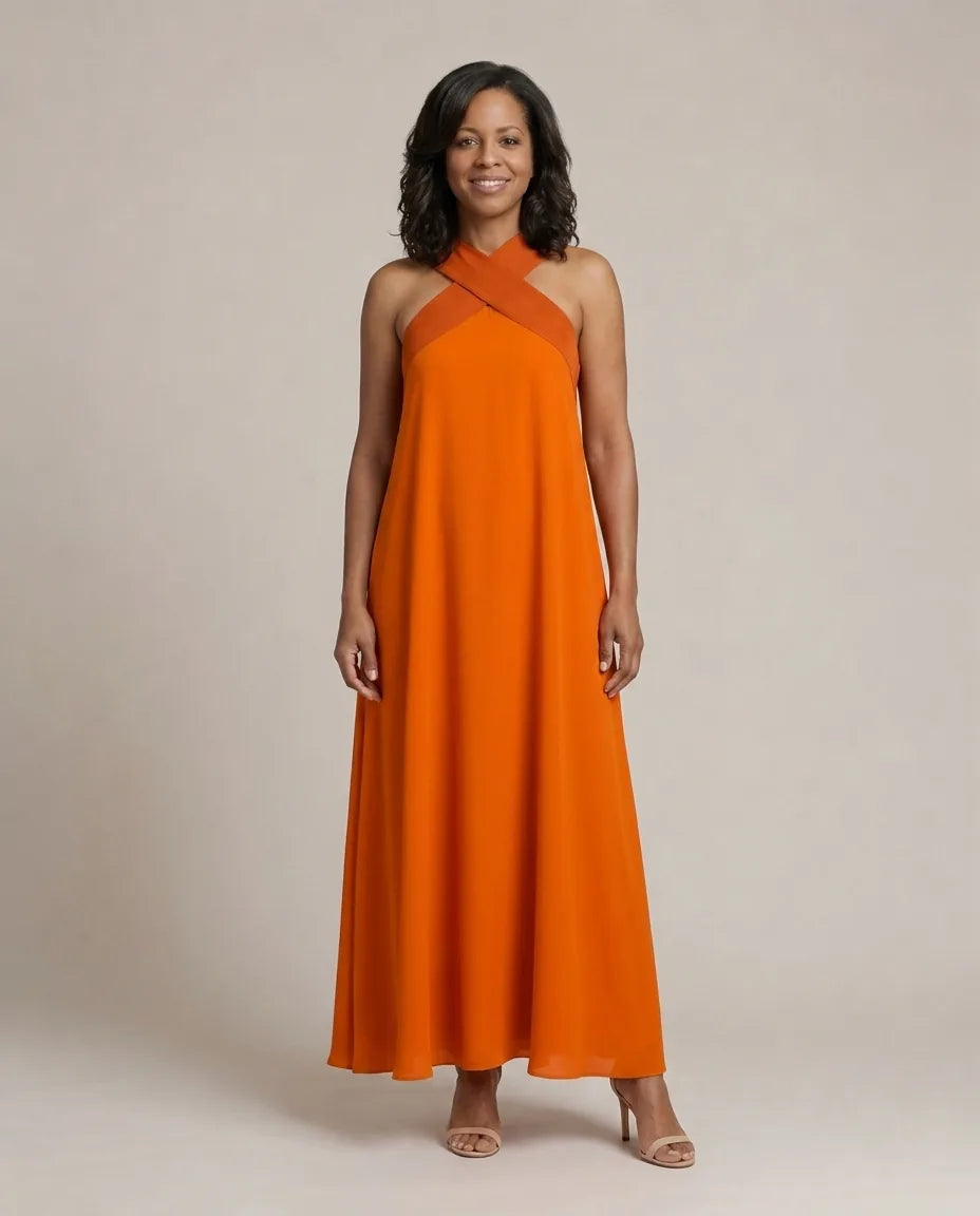 Velora | Cross Elegance Maxi Dress