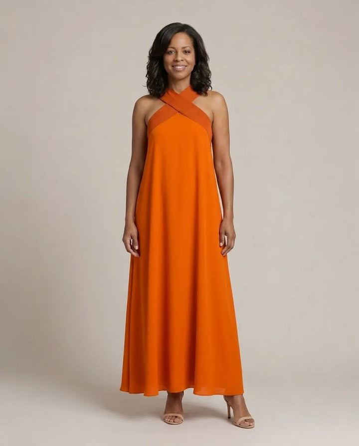 Velora | Cross Elegance Maxi Dress