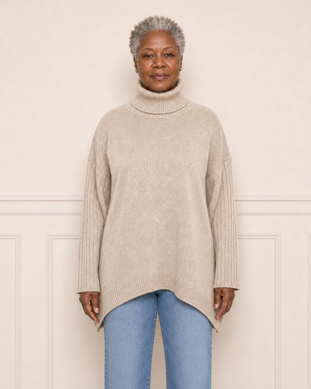 Oversized sweater met turtle neckline