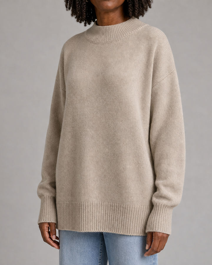 Oversized trui met mock neck