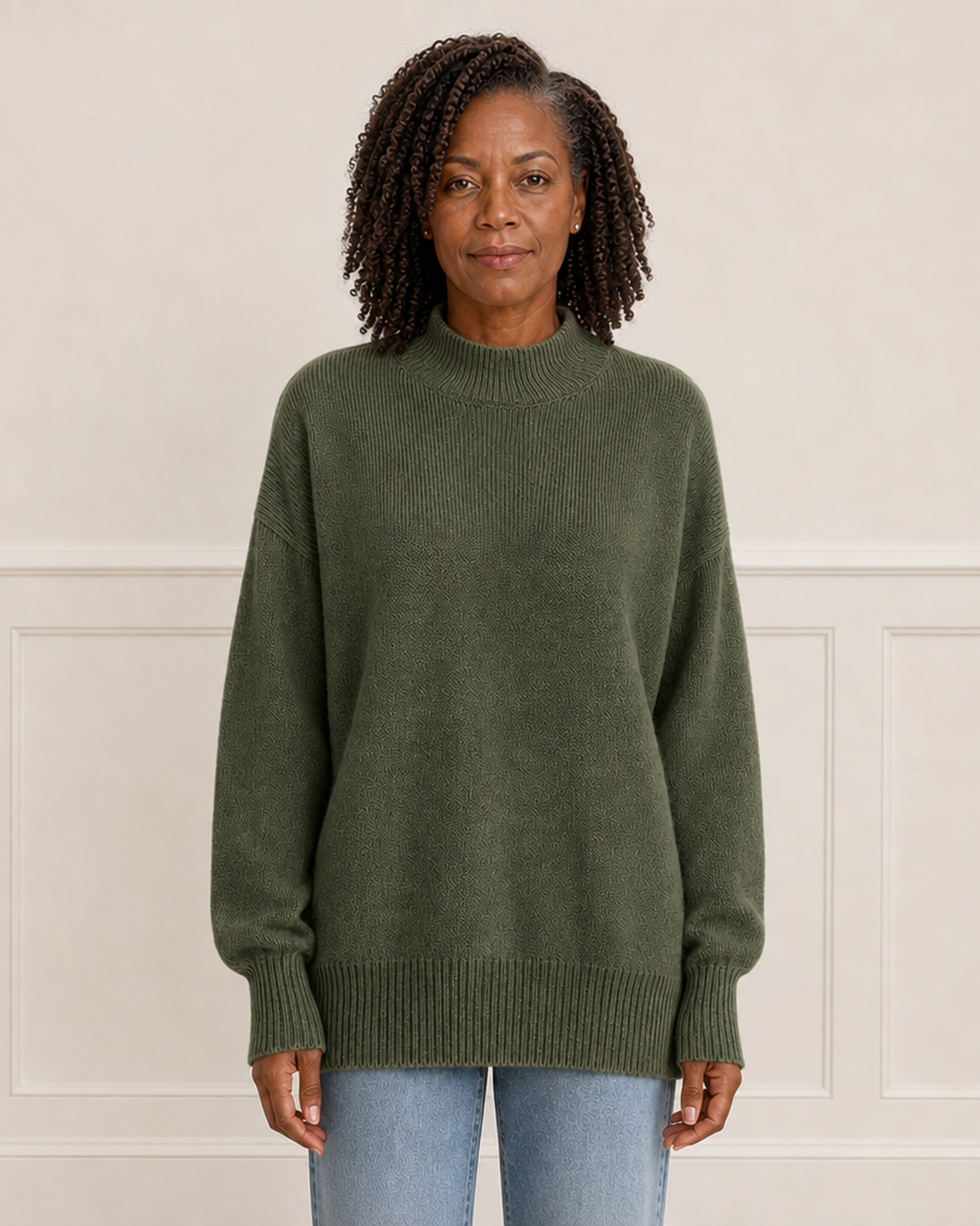 Oversized trui met mock neck