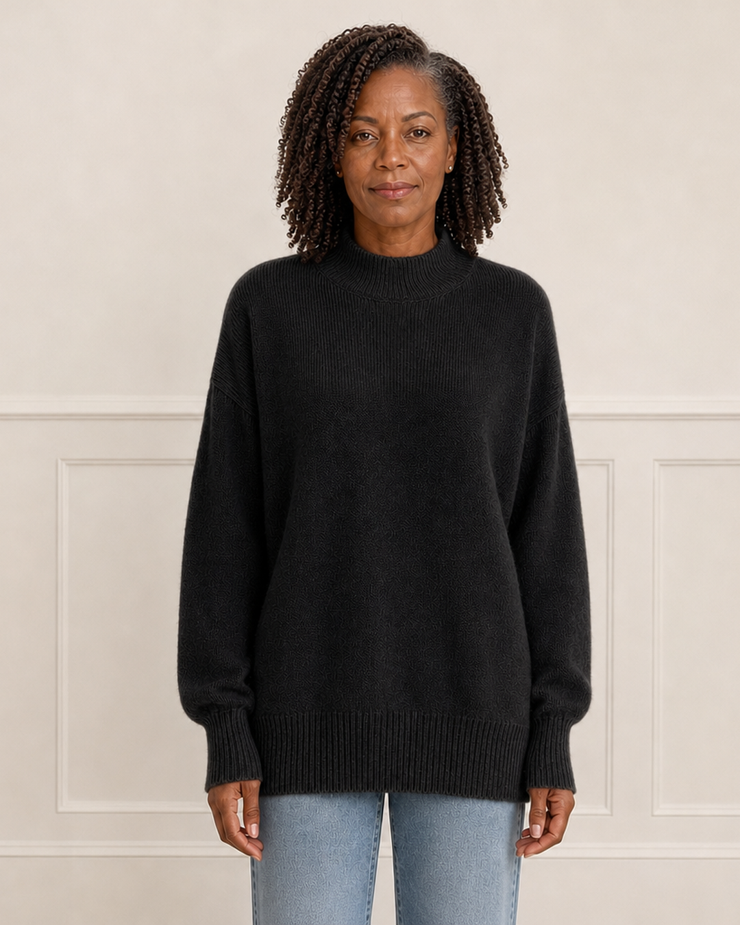 Oversized trui met mock neck