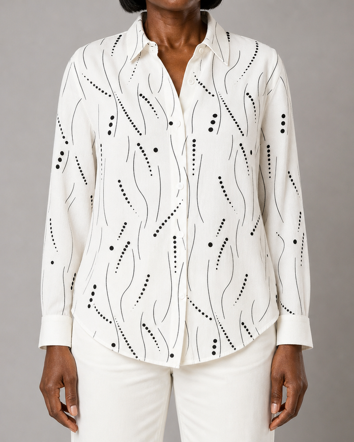 Padrielle™ | Elegant Long Sleeve Printed Blouse