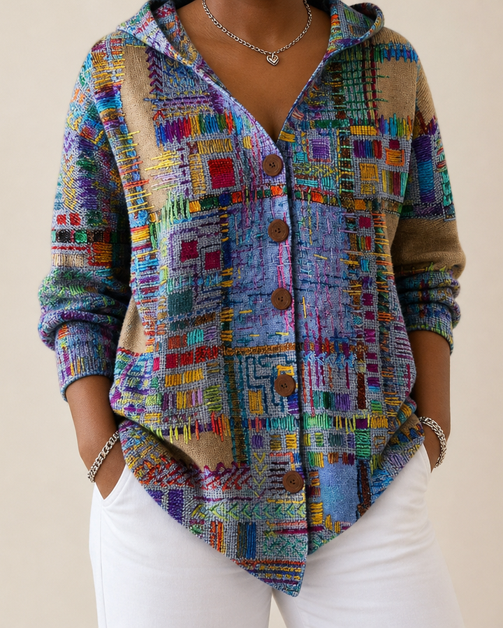 Jamie | Printed Hooded Cardigan