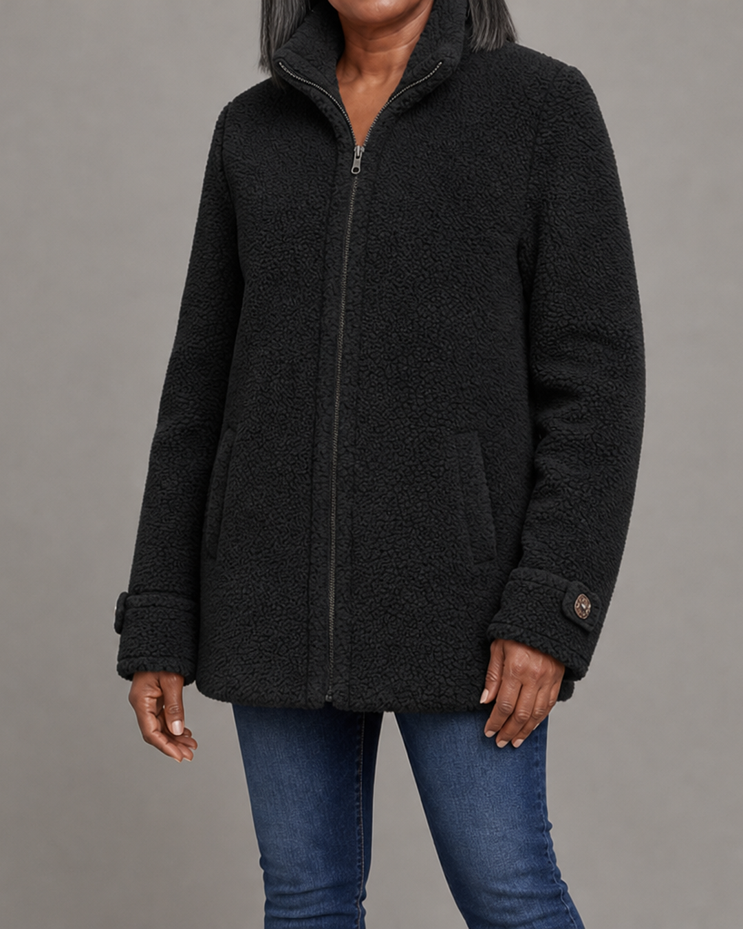 Patricia | Plush Stand-Collar Zip Coat
