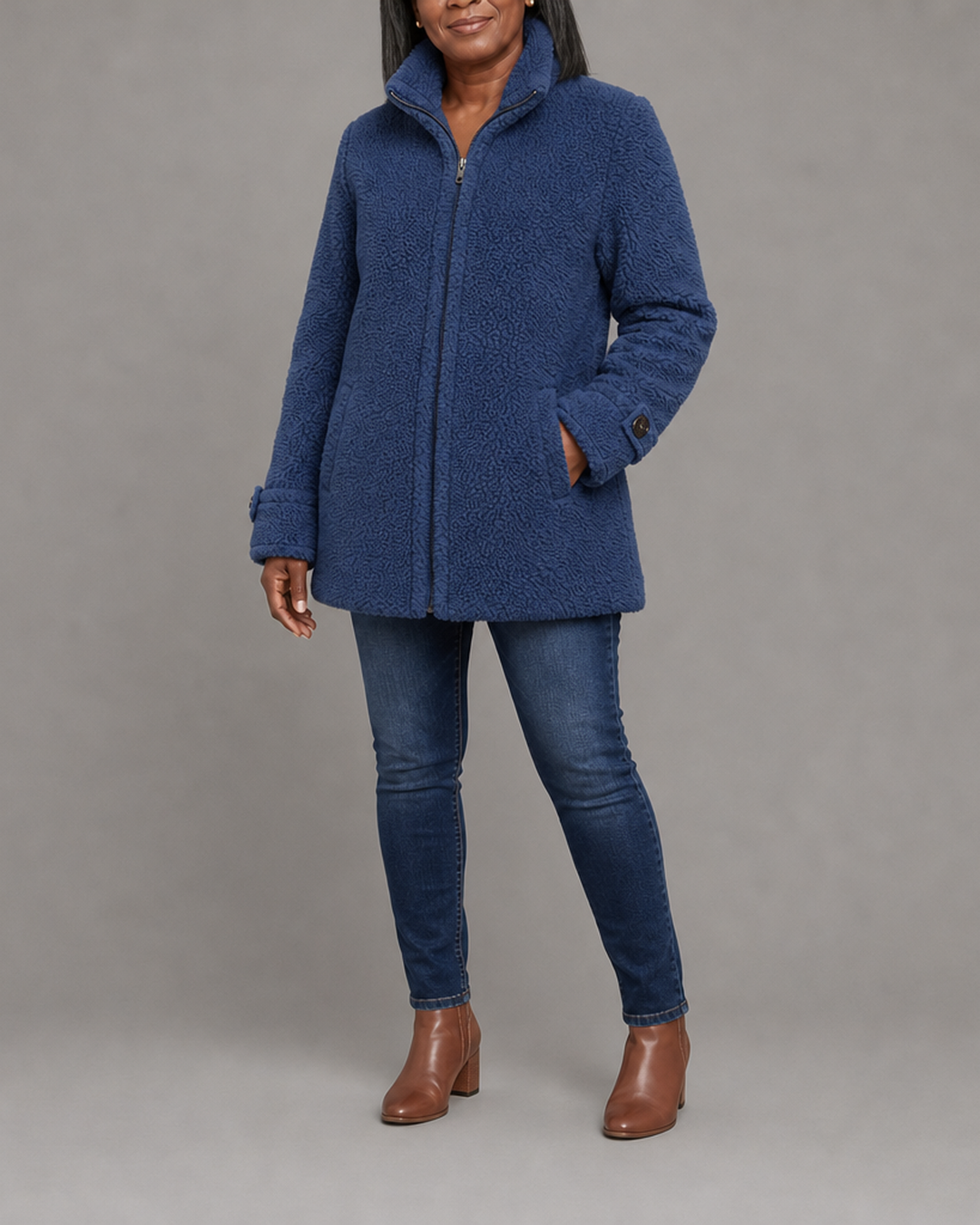 Patricia | Plush Stand-Collar Zip Coat