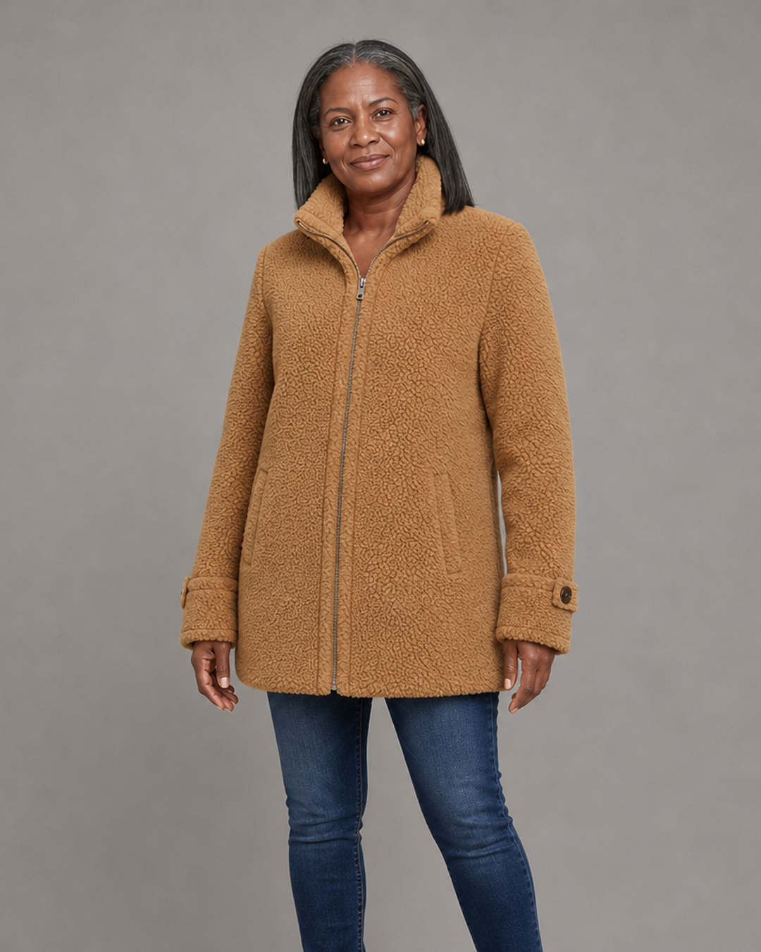 Patricia | Plush Stand-Collar Zip Coat
