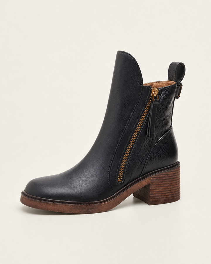 Sudie | Leather Square Heel Boots