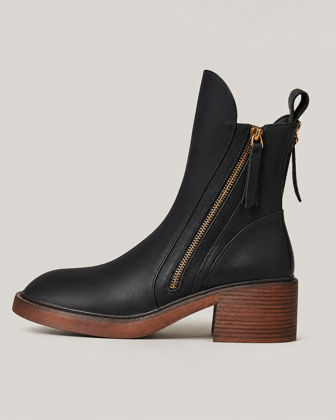 Sudie | Leather Square Heel Boots