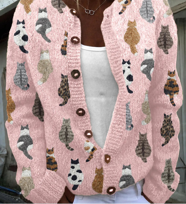 Amara | Cozy Cat Print Cardigan