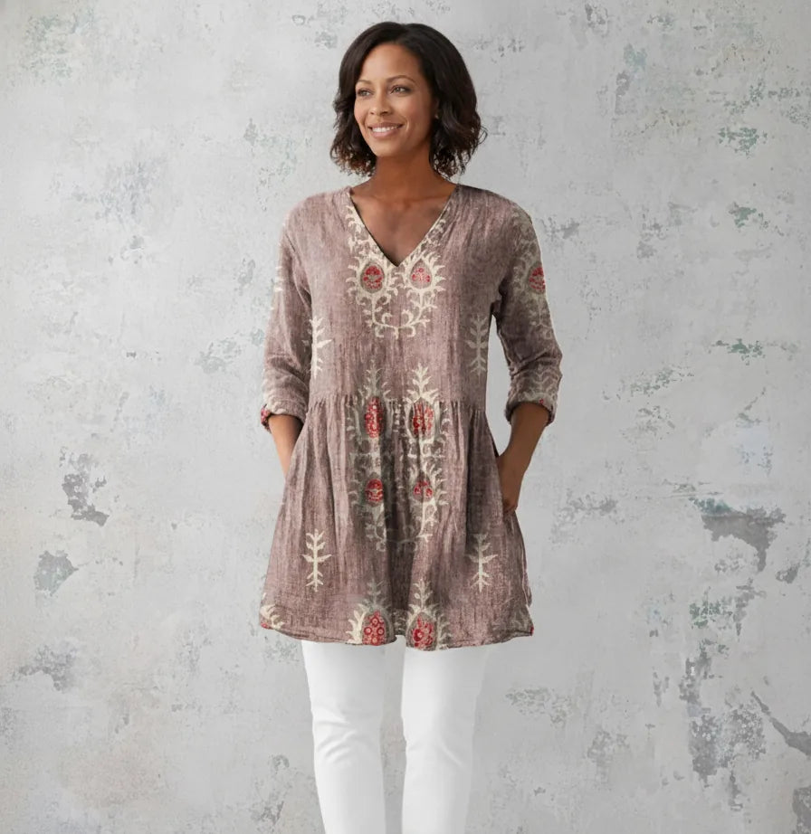 Imani | Long Blouse with V-Neck
