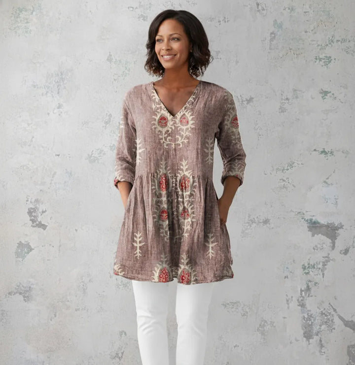 Imani | Long Blouse with V-Neck