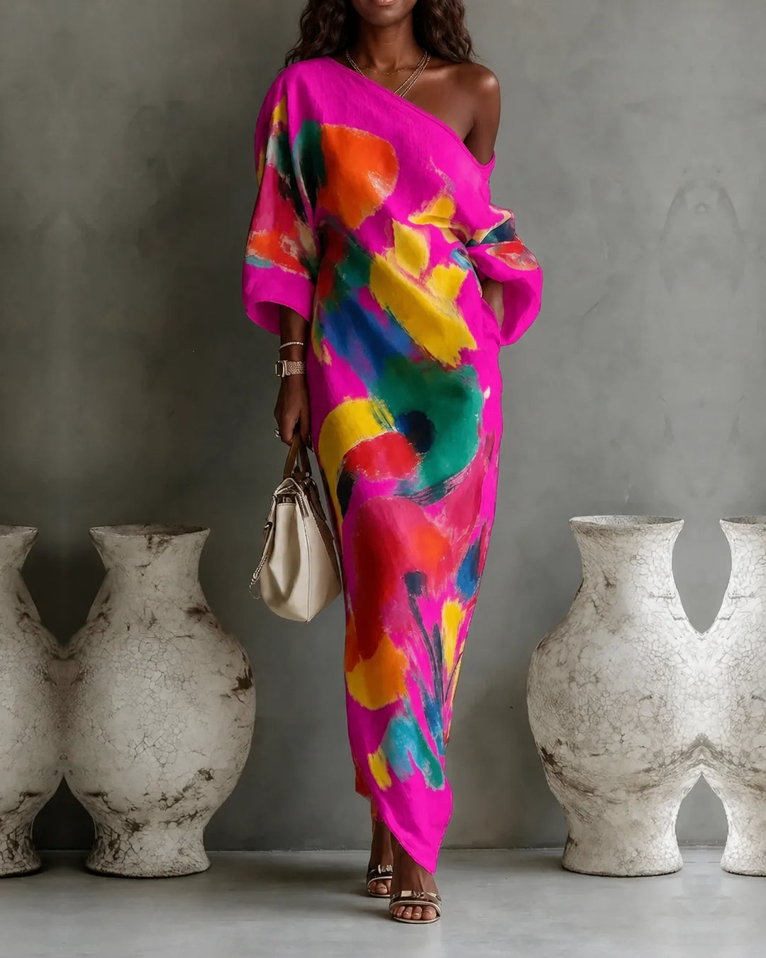 Davina | Abstract Print Maxi Dress