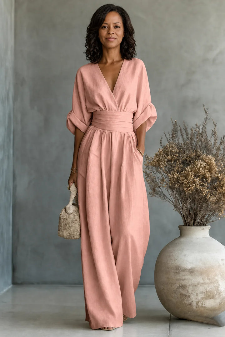 Maevra | V-Neck Wide-Leg Jumpsuit