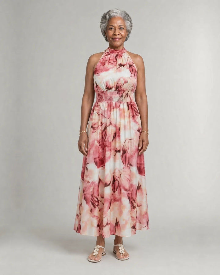 Sylin | Gathered Halter Midi Dress