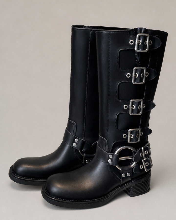 Chandra | Biker Ankle Boots With Buckle