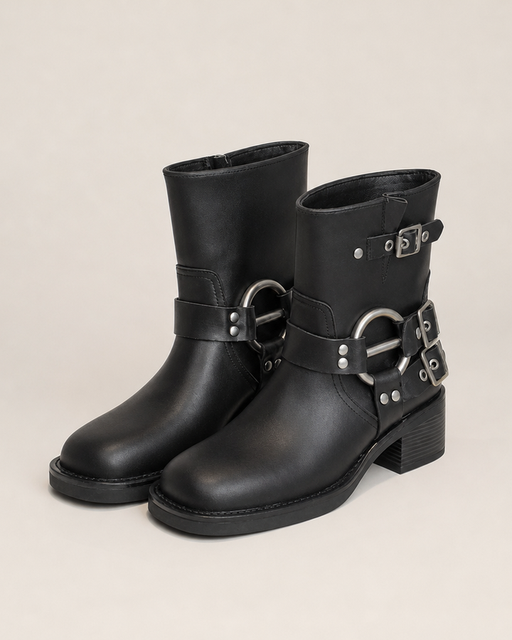 Chandra | Biker Ankle Boots With Buckle