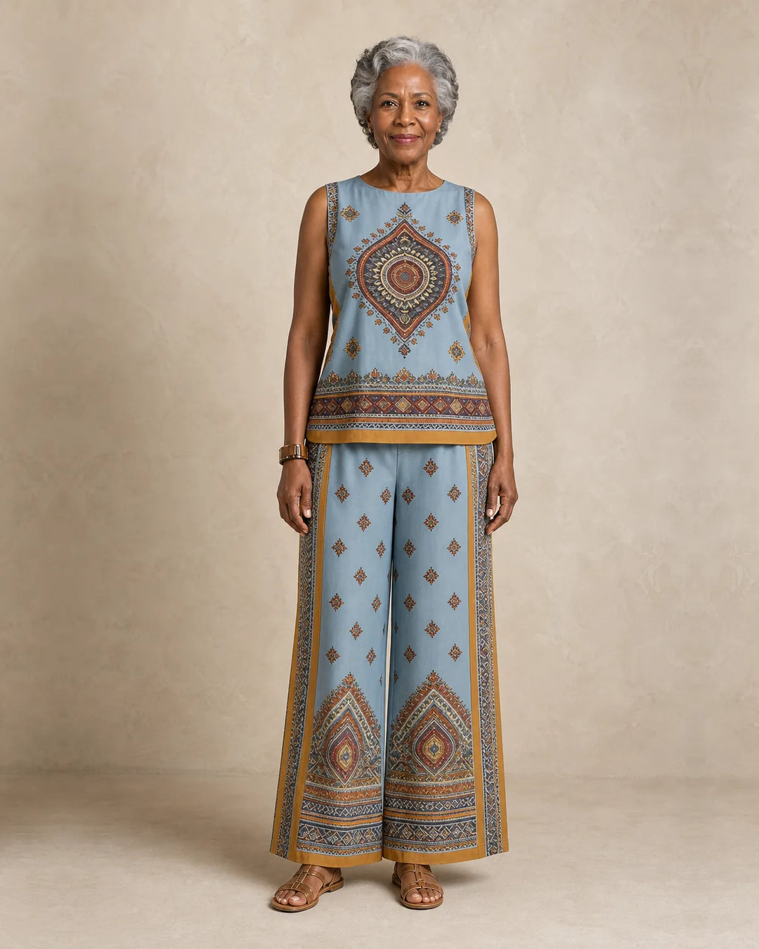 Sierra | Sleeveless Print Top & Wide-Leg Set