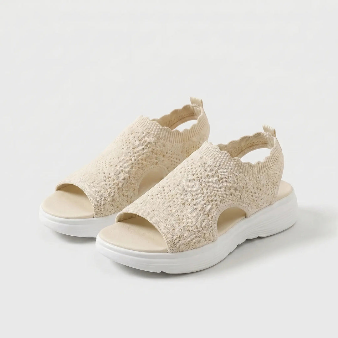 Prisca | Cushioned Comfort Sandals — Beige