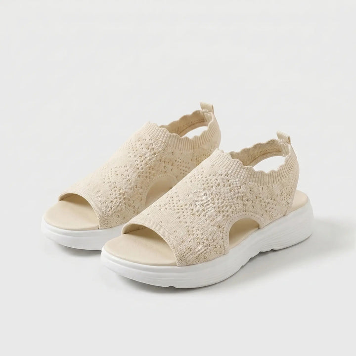Prisca | Cushioned Comfort Sandals — Beige