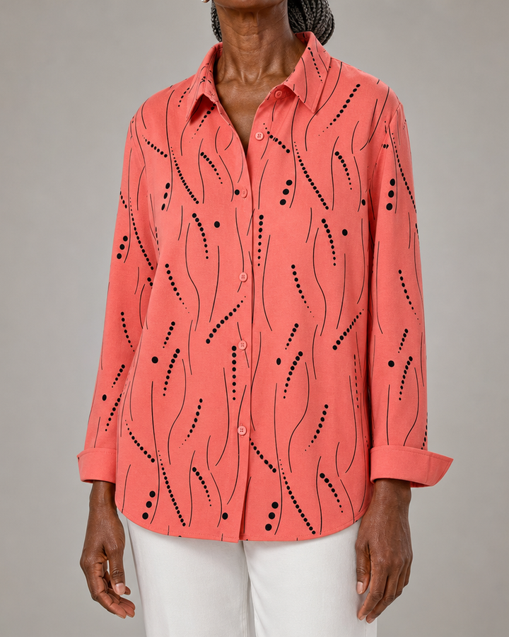 Priscilla | Button Front Printed Blouse