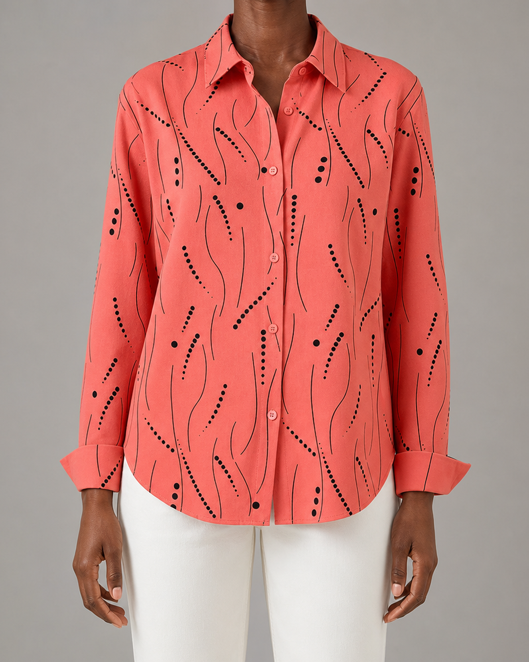 Priscilla™ | Button Front Printed Blouse