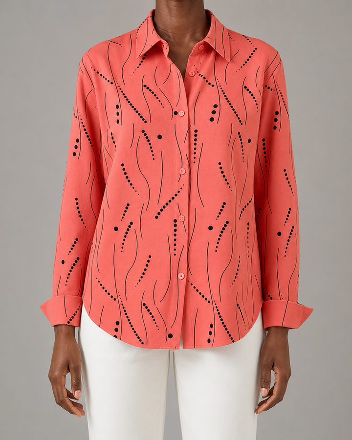 Priscilla™ | Button Front Printed Blouse