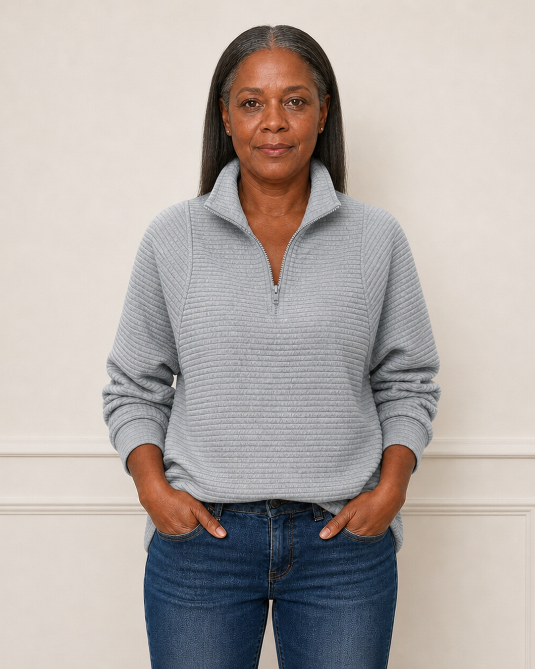 Pullover met halve rits